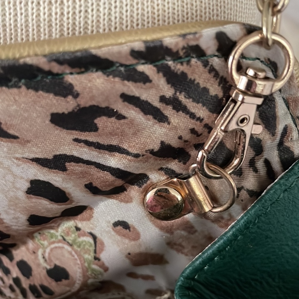 Big Buddha crossbody clutch chain shoulder bag LIKE NEW warm Brown Green Gold - Picture 8 of 8
